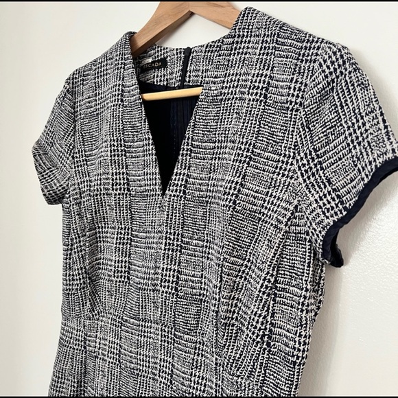 Escada Short Sleeve Glen Check Sheath Dress - Picture 2 of 8